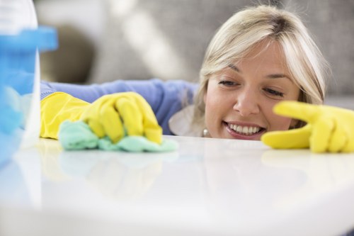 Free quote policy for Queensbury carpet cleaners shown with a home and business property example